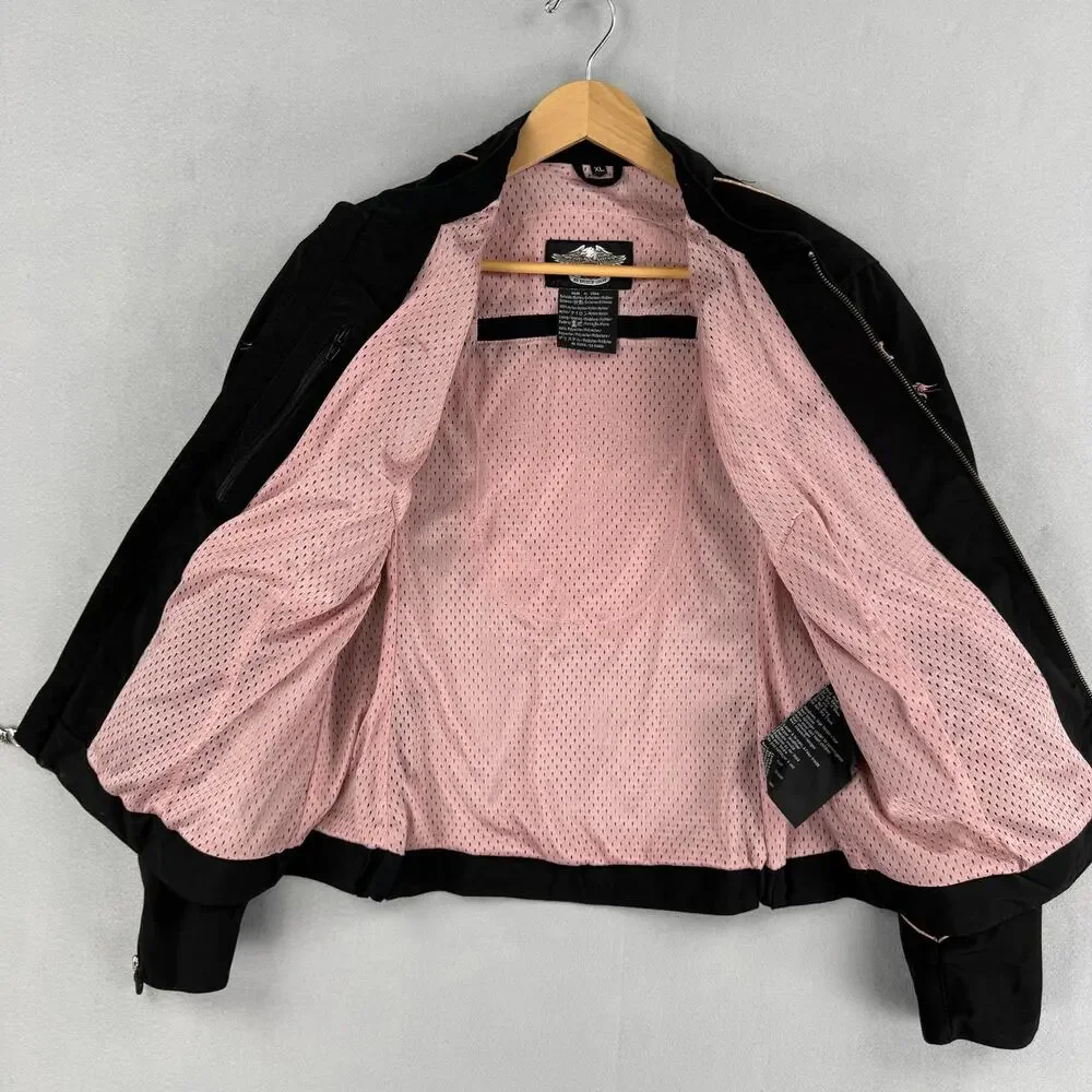 Harley-Davidson Jacket Womens XL Black Mesh Embroidered Motorcycle Riding Zip - Picture 9 of 12